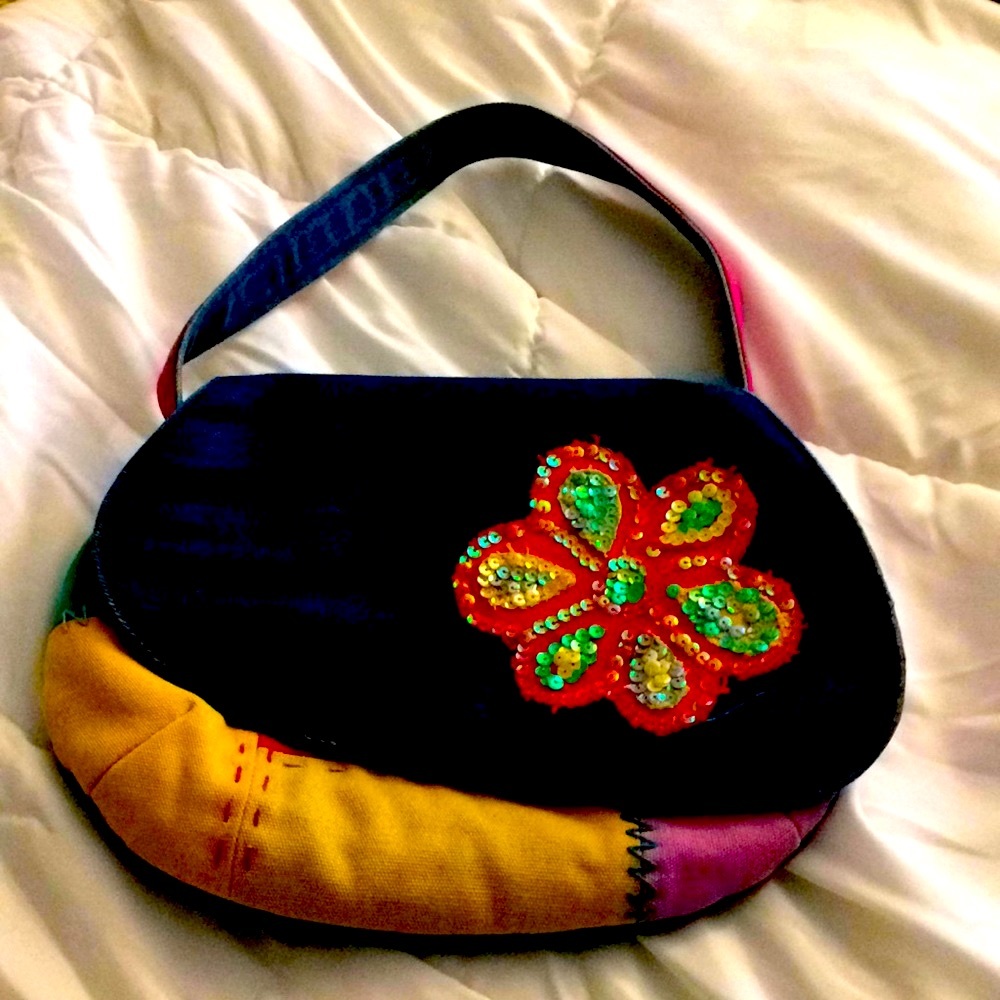 Vintage jeans and other material shoulder bag